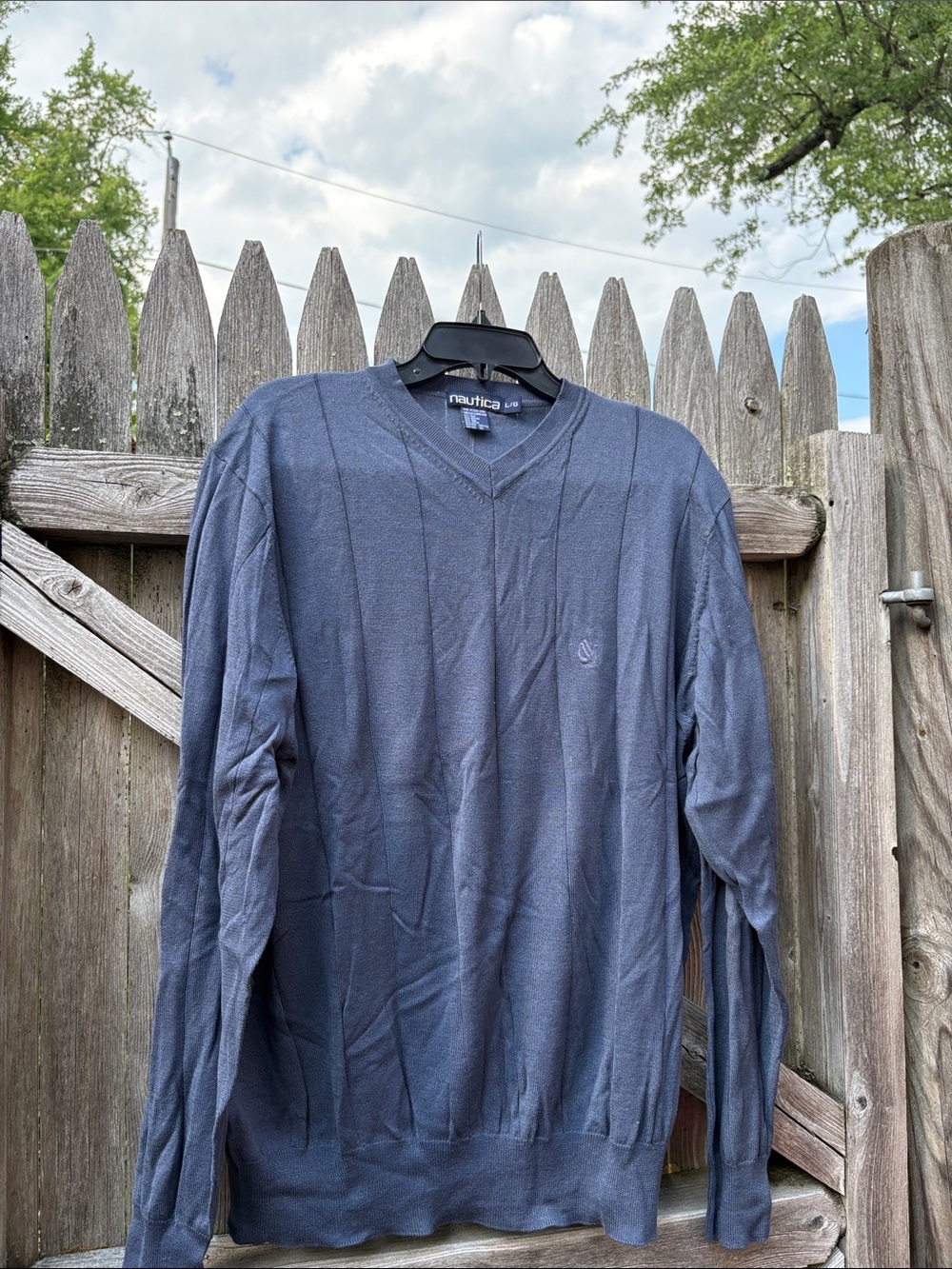 Nautica large vintage silk & cotton steel blue sweater!